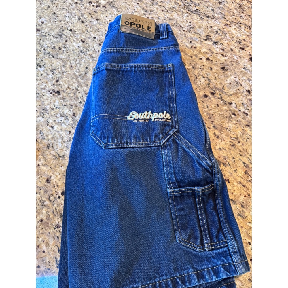 Southpole Authentic Collection Mens Blue Denim Carpenter Shorts Sz 34 Y2K Baggy